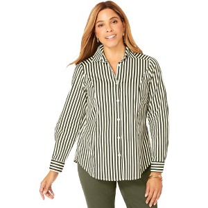 Jessica London Women's Plus Size Wrinkle-Free Stretch Poplin Shirt - 1 of 4