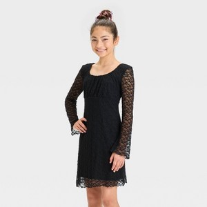 Girls' Long Sleeve Lace Dress - art class™ - 1 of 3