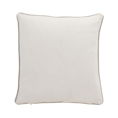 Square White Linen Embroidered Floral Throw Pillow