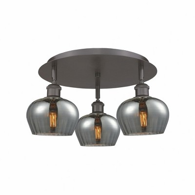 Fenton - 3 Light Flush Mount In Art Deco Style-8 Inches Tall and 18.25 Inches Wide