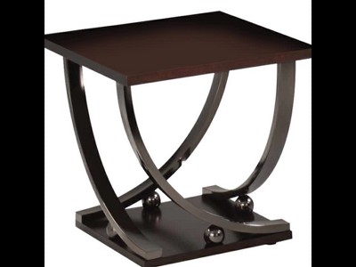 Isiah 24" Dark Walnut and Black Metal End Table