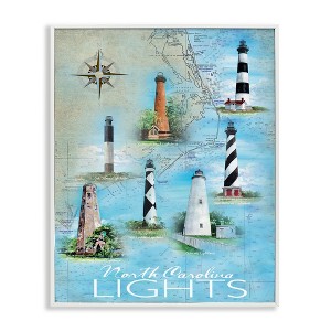 Stupell Industries North Carolina Lighthouses Map Black Framed Giclee Art - 1 of 4