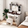 Makeup Vanity Desk with Mirror and Lights, 41.73" Makeup Table with Stool & Drawers & Storage, Adjustable Brightness Dressing Table for Bedroom - 3 of 4