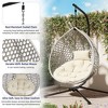 Modern Hanging Basket Egg Chair with Stand, Indoor & Outdoor Wicker Swing Chair with Soft Cushion & Headrest - ModernLuxe - 4 of 4