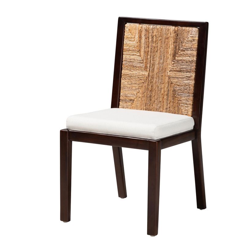 bali & pari Joana Modern Bohemian Dark Brown Mahogany Wood and Natural Seagrass Dining Side Chair, 2 of 10