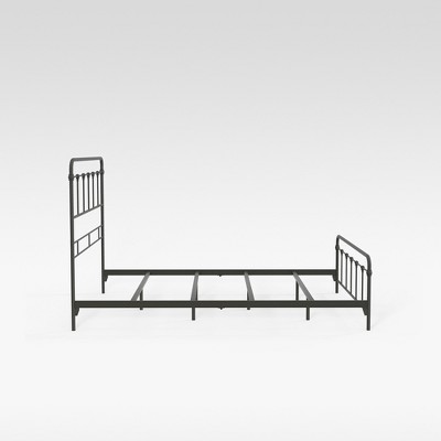 Full Size Black Metal Bed Frame with Headboard and Slats