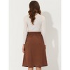 Allegra K Women's High Waist Solid Button Front A-Line Belted Corduroy Midi Skirt - 3 of 4