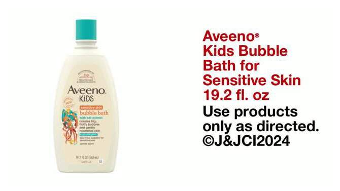 Aveeno Baby Bubble Bath Wash with Oat Extract for Sensitive Skin - 19.2 fl oz, 2 of 9, play video