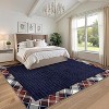 Washable Modern Bordered Plaid Rug Non Slip Low Pile Rug Soft Throw Floor Cover Foldable Indoor Carpet for Living Room Bedroom Playroom Nursery - 4 of 4