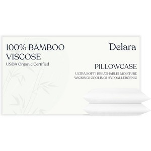 Delara 100% Organic Viscose Derived from Bamboo Pillowcases - Ultra-Soft Pillow Cover, Cooling & Breathable Pillowcase Set - 1 of 4