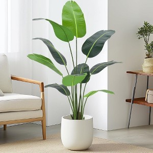 Whizmax Artificial Bird of Paradise Plant Fake Palm Tree for Home Office Perfect Housewarming Gift with 8 Trunks Faux Leaves - 1 of 4