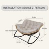 Lyngins Outdoor Rattan Nursery Rocking Chair,Upholstered Glider Rocking Chair with Steel Frame,Polyester Accent Chair for Bedroom,Living Room - 3 of 4