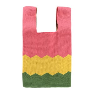 Unique Bargains Reusable Mesh Net Grocery Tote Bags Pink Yellow Green 14.17"x7.87" 1 Pc - 1 of 4