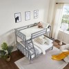 INFURNIC Beds Twin Over Full Bunk Bed Solid Wood Frame with Flexible Ladder and Robust Support for Kids, Grey, 78.03"*56.81"*63.31" - 2 of 4