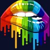 Adult Design By Humans Rainbow Pride Lip Melt By COVI T-Shirt - 2 of 2