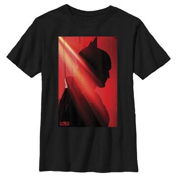 Boy's The Batman Red and Black Silhouette Side Profile T-Shirt