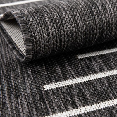 Charcoal Gray Synthetic Square Outdoor Area Rug