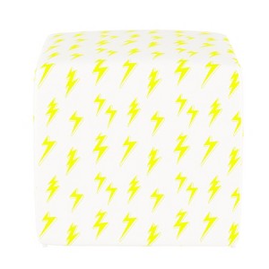 Kids Cube Ottoman Lightning Bolt Yellow - Pillowfort