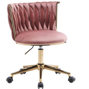 NicBex Adjustable Height Home Office Chair with Golden Metal Base and Wheels for Work Study Vanity,Bedroom - 1 of 4