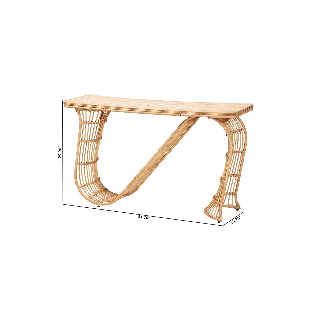 bali & pari,Araceli Rattan S-Curve Console Table, Handwoven Sculptural Accent - thumbnail 7