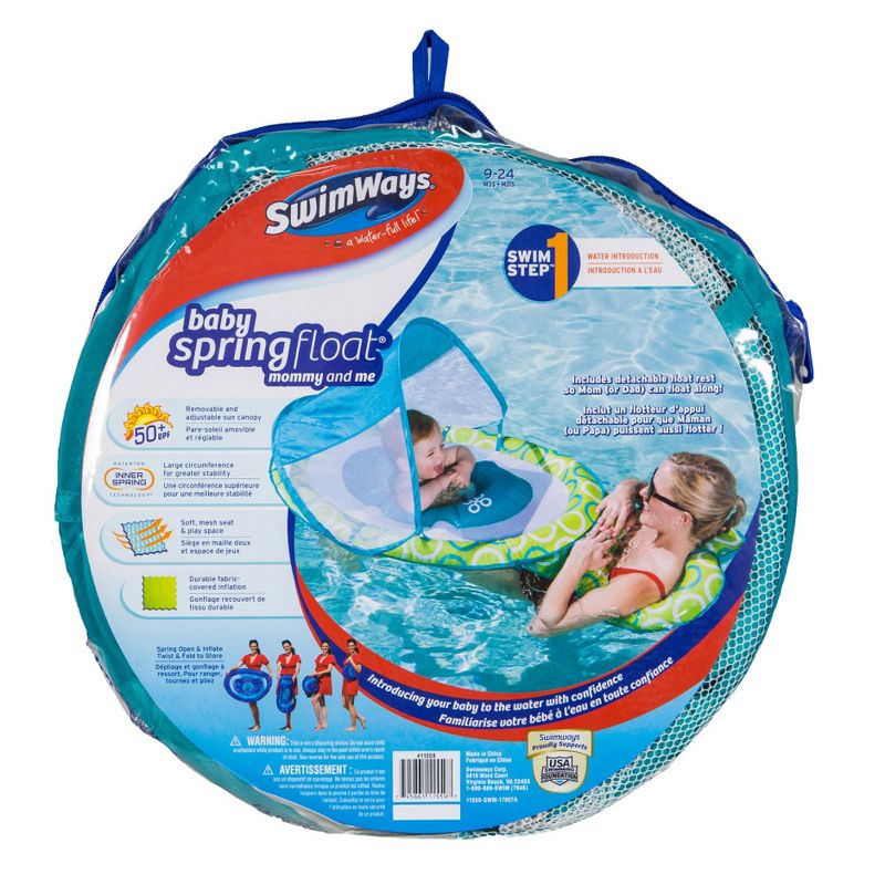 Swimways Mommy and Me Baby 9 to 24 Months Spring Pool Float w/ Canopy, Mesh Bed, & Removable Float Ring for Parents (2 Pack), 5 of 6