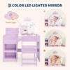 Kids Vanity with Lights, 2-in-1 Princess Makeup Desk & Chair Set, Open Bookshelf, Storage Cabinet & Shelves for Little Girls - 3 of 4