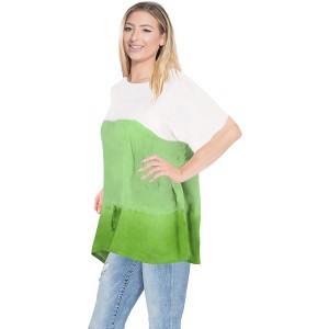 HAPPY BAY Women's Summer Loose Holiday Bathing Suit Cover Ups Vacation Beachwear Oversized Swim Suit for Women 1X-2X Green Tie Dye Design - 1 of 4