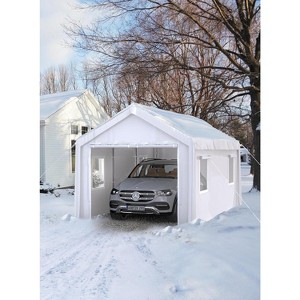 12x20 FT Portable Carport, Extra-Large Outdoor Shelter with Roll-Up Windows, All-Weather Waterproof & UV Protection Canopy, Ideal for Vehicles - 1 of 4