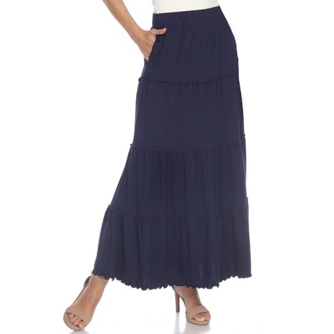 Tiered Maxi Skirt Navy Xlarge White Mark Target