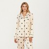 Anna-Kaci Lounge Women's 2-Piece Set Satin Polka Dot Pajama Top with Contrast Piping and Matching Straight-Leg Pants - 2 of 4