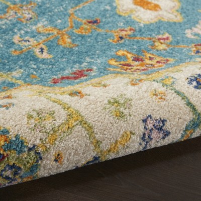 Turquoise Ivory Medallion 4' x 6' Synthetic Area Rug