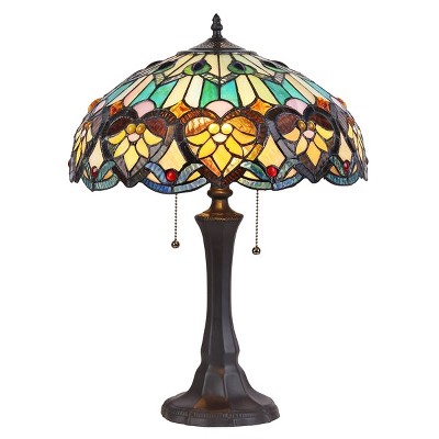 Chloe Lighting Kendall Tiffany-style 2 Light Victorian Table Lamp 16" Shade