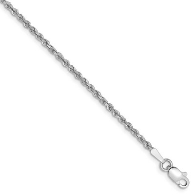 Black Bow Jewelry 1.8mm, 14k White Gold, Diamond Cut Solid Rope Chain Anklet
