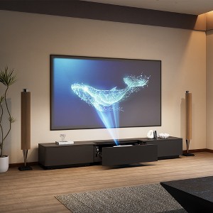 POVISON 102.36''Modern Electric TV Stand with Ultra-short Throw Projector Cabinet, Premium Wooden Material, Automatic Telescopic Platform - 1 of 4