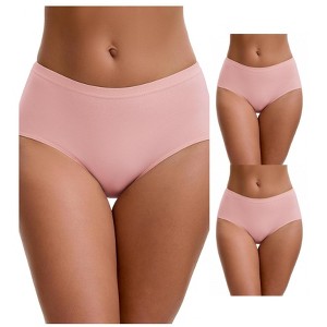 INSPIRE CHIC Plus Size for Women's Mid-Waisted Loose Elastic Waistband Full Coverage Briefs 3 Packs - 1 of 4