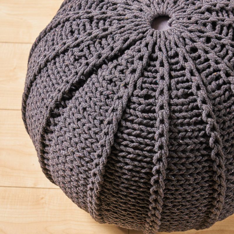 Corisande Knitted Cotton Pouf - Christopher Knight Home, 5 of 11
