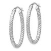 Black Bow Jewelry 3mm Textured Oval Hoop Earrings in Sterling Silver, 35mm (1 3/8 in) - 2 of 4