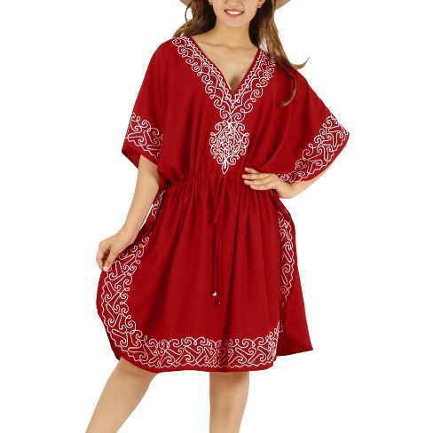 LA LEELA Women's House Daily Routine Evening Wear Tunic Vacation Coverup Loungewear Casual Ladies Bikini Kaftan Cover Ups for Women - image 1 of 4