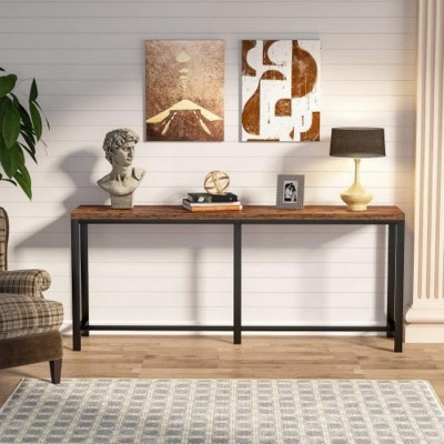 Syemin Console Tables Narrow Accent Console Table, Modern Industrial Sofa Table, Design Extra Long Entryway Console, Gray, 70.87"*11.61"*31.5"