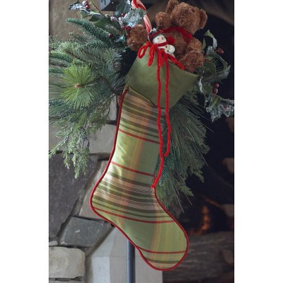 Melrose 20" Decorative Taffeta Red and Lime Green Plaid Christmas Stocking