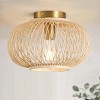 Dewdrop Modern Boho Flush Mount Ceiling Light, Handmade Rattan Light Fixture for Bedroom Living Room - 2 of 4