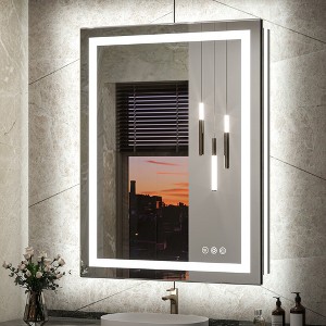 Keonjinn LED Bathroom Vanity Wall Mirror, 3 Color Temperatures Dimmable, Frontlit & Backlit, Double Lights Strips - 1 of 4