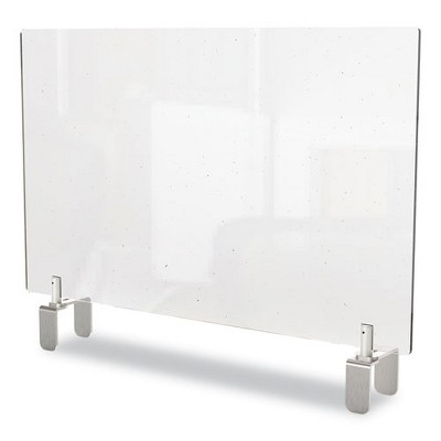 Ghent Clear Partition Extender with Attached Clamp, 29 x 3.88 x 30, Thermoplastic Sheeting