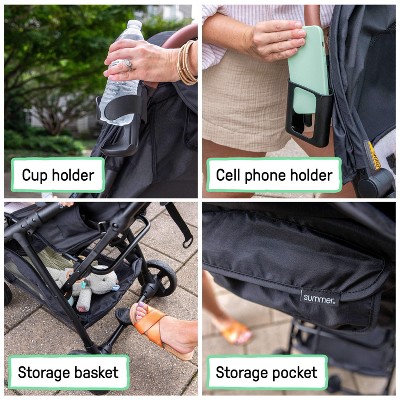 Black and Gray Compact Fold Umbrella Stroller with Canopy