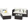 Tangkula 5-Piece Patio Rattan Conversation Set Ourdoor Sectional Cushioned Sofa with Table - 4 of 4