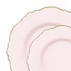 Smarty Had A Party Pink with Gold Rim Round Blossom Disposable Plastic Dinnerware Value Set (120 Dinner Plates and 120 Salad Plates) - image 2 of 2