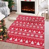 Boho Area Rug Christmas Tree Pattern Anti-Slip Rubber Backing Rug Non-Shedding Large Rugs Living Room Bedroom Dining,5' x 7',Red/White - 2 of 4