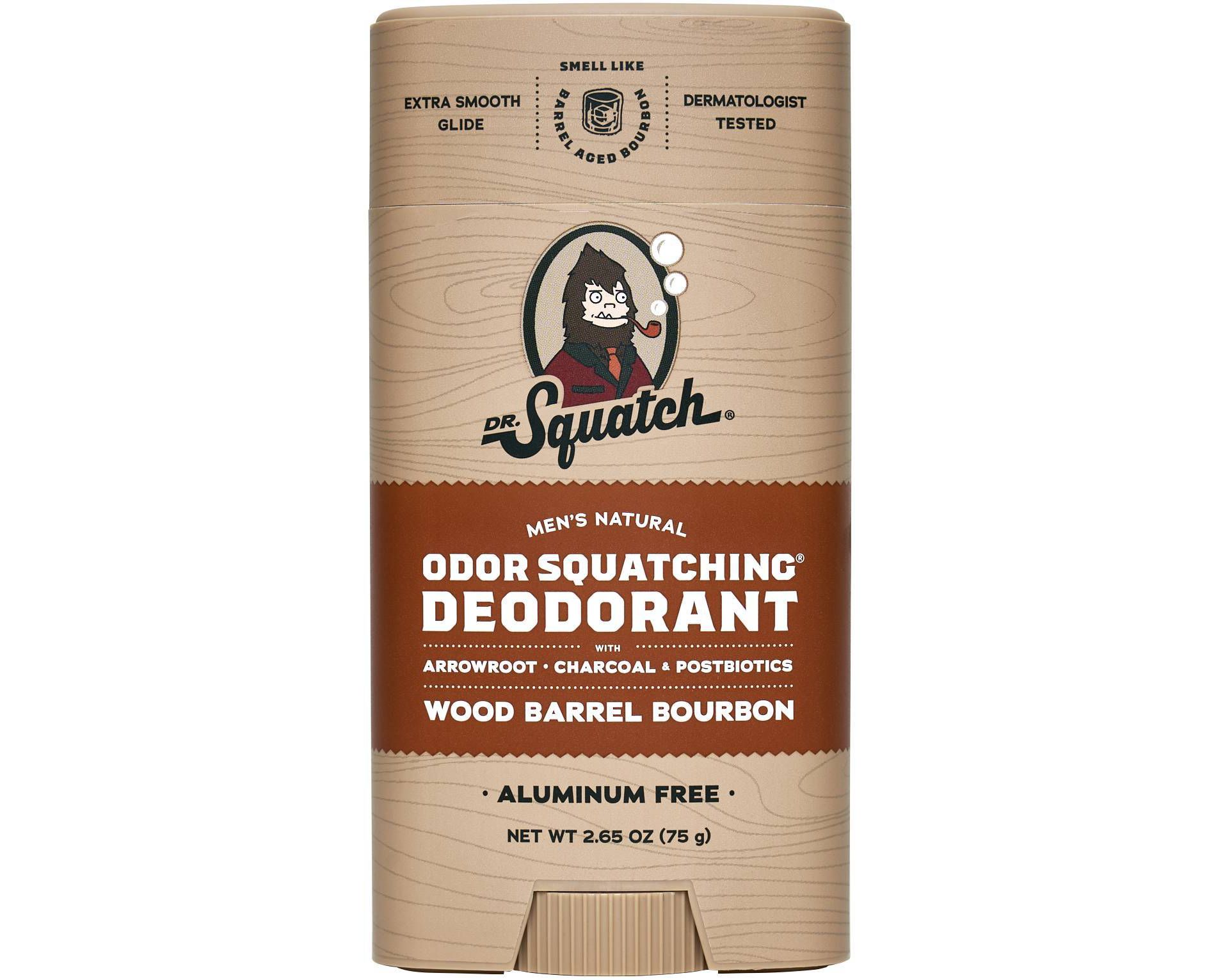 DR. SQUATCH Men's Natural Solid Deodorant Wood Barrel Bourbon - Aluminum-Free 2.65oz