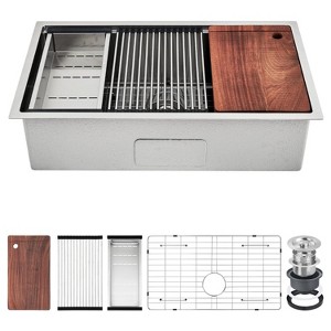 GustoWave Undermount Kitchen Sinks, 16 Gauge Stainless Steel Single Bowl Sinks for Workstation, RV, Prep Kitchen - 1 of 4