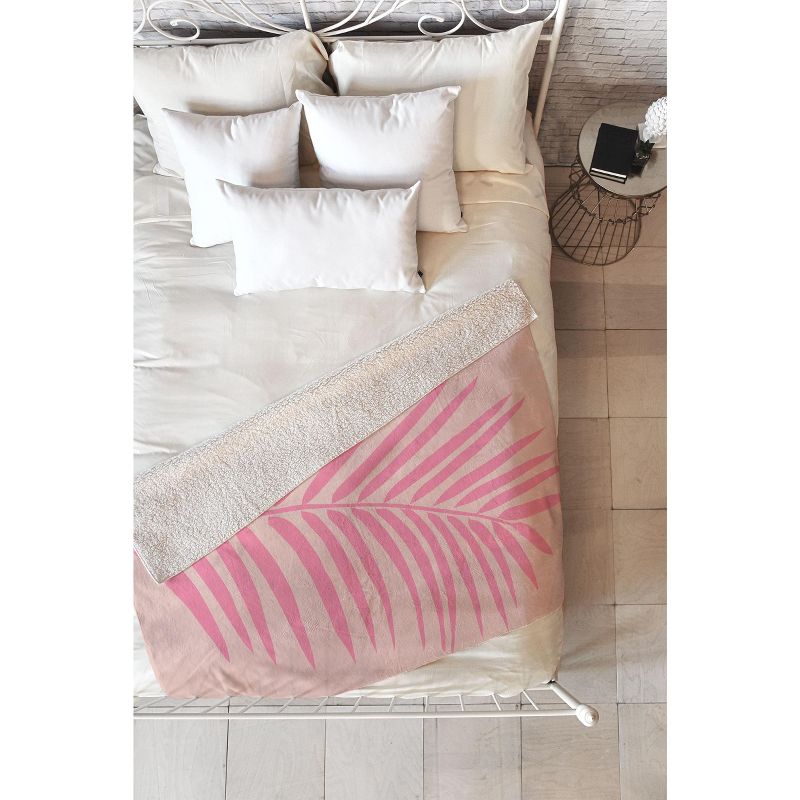 Daily Regina Designs Pink And Blush Palm Leaf 60" x 50" Fleece Throw Blanket - Deny Designs, 1 of 3